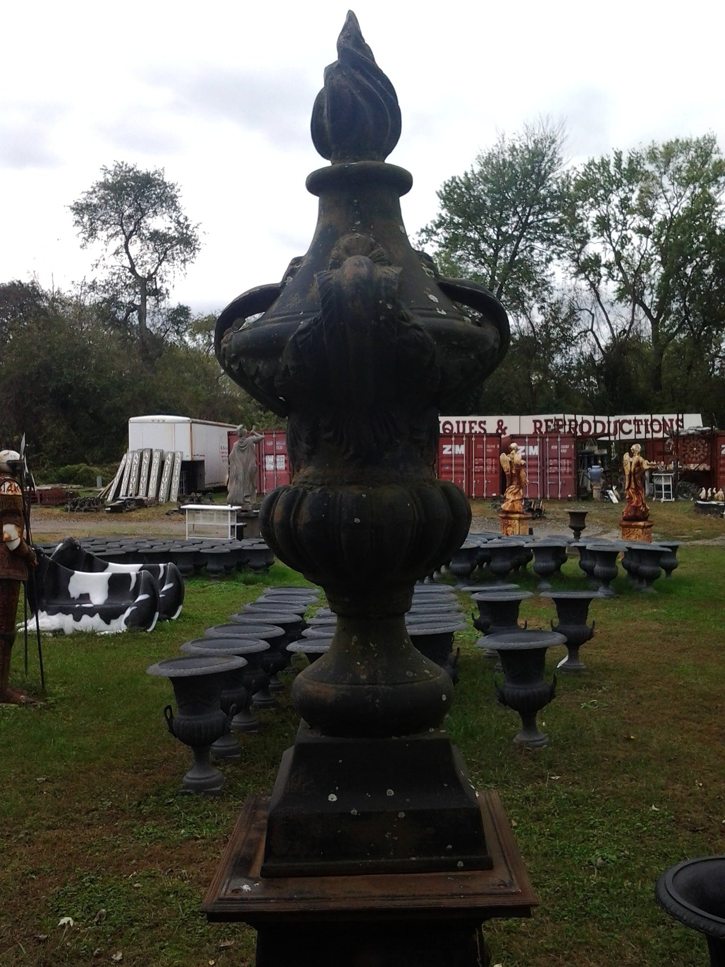 Cast Iron Driveway Pediment - Pair Black Drive Way Pediment