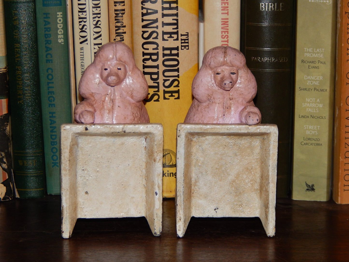 Book Ends -Cast Iron Pair Pink Poodle