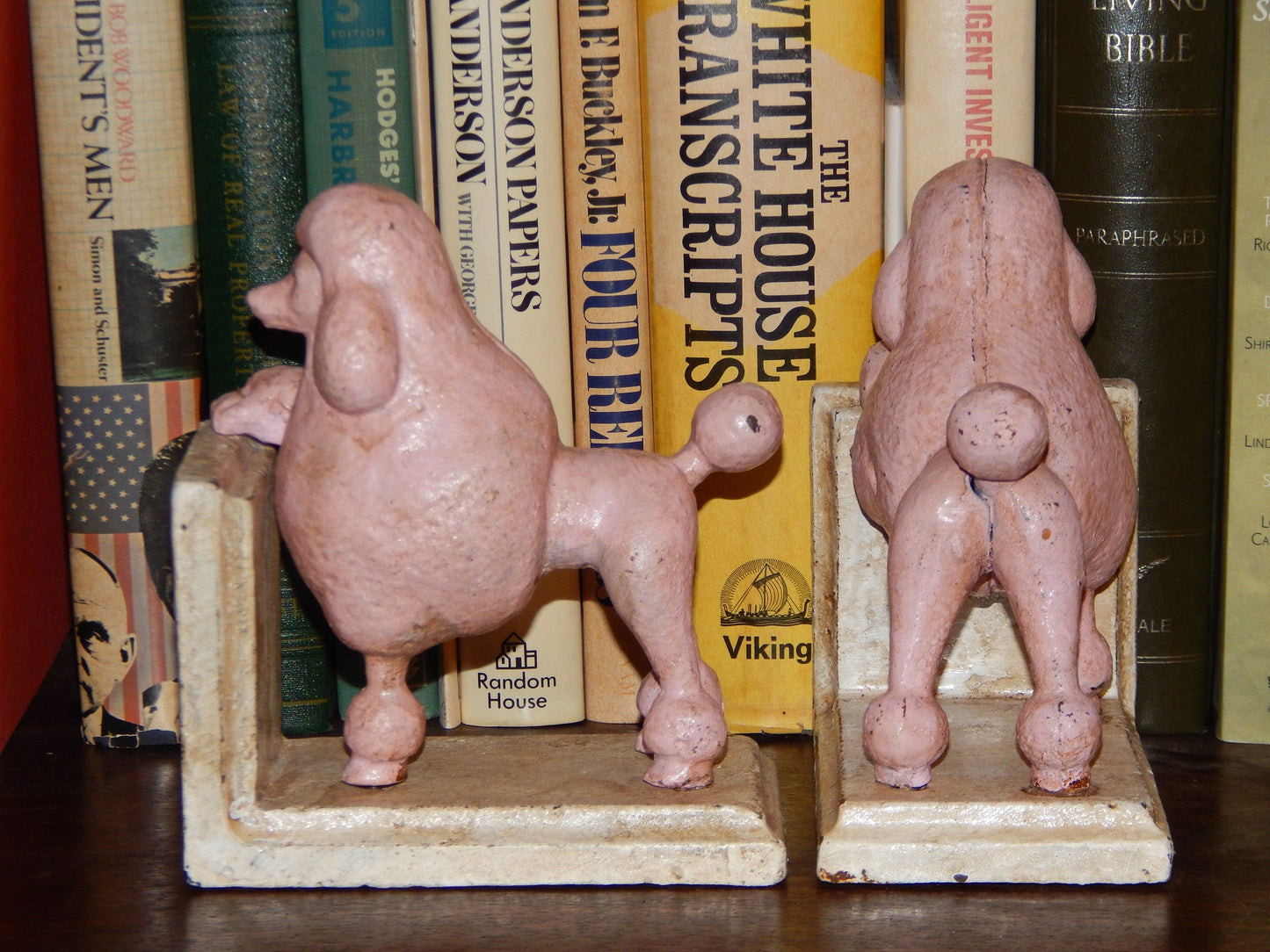 Book Ends -Cast Iron Pair Pink Poodle