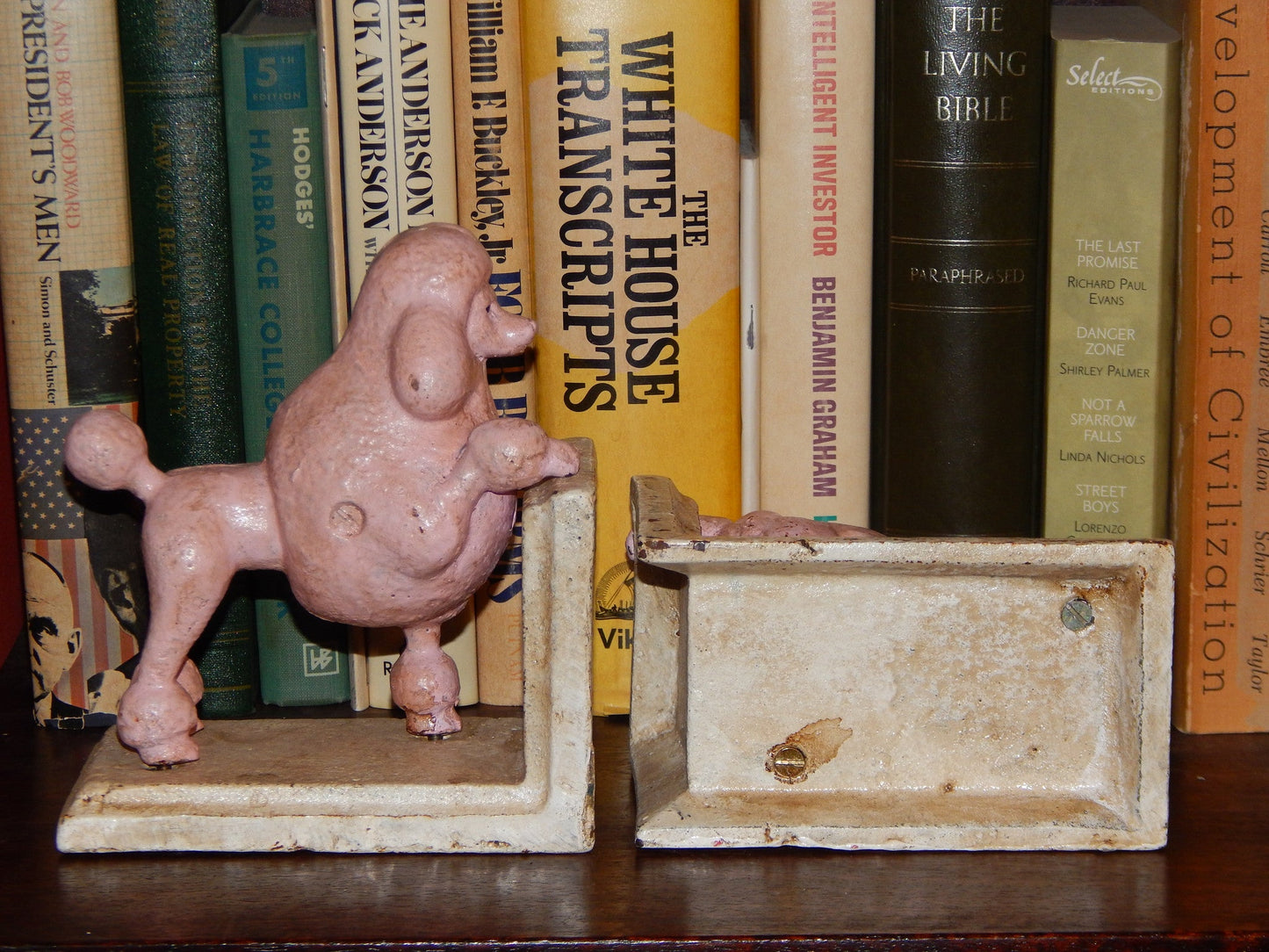 Book Ends -Cast Iron Pair Pink Poodle