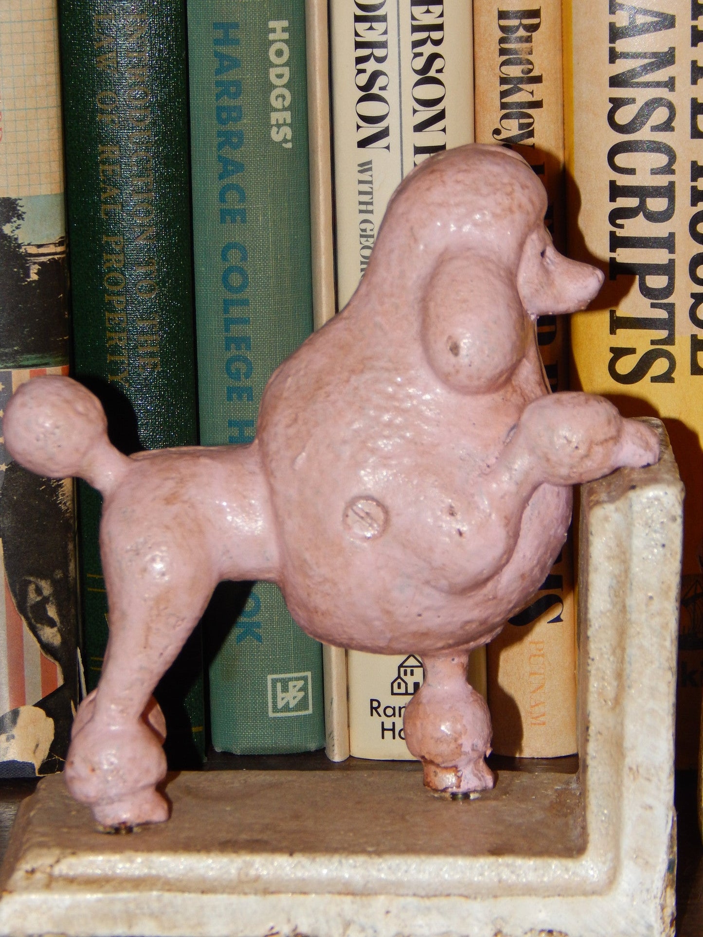 Book Ends -Cast Iron Pair Pink Poodle