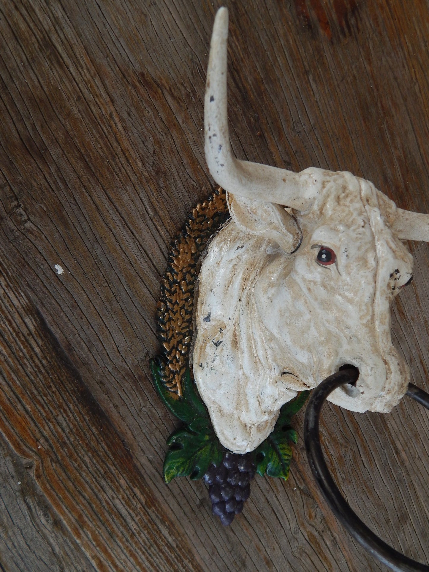 Cast Iron Towel Ring - Long Horn Bull