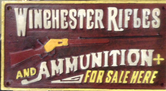 Cast Iron Sign - Winchester Rifles & Ammunition