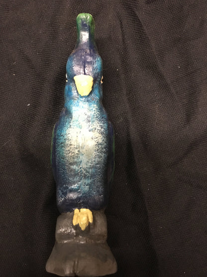 CAST IRON BLUE PARROT PENNY BANK