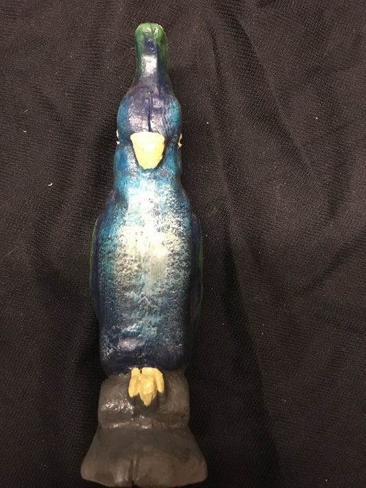 CAST IRON BLUE PARROT PENNY BANK