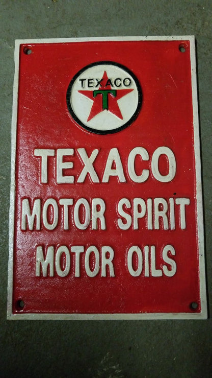 Cast Iron Sign - TEXACO Motor Spirit Motor Oil