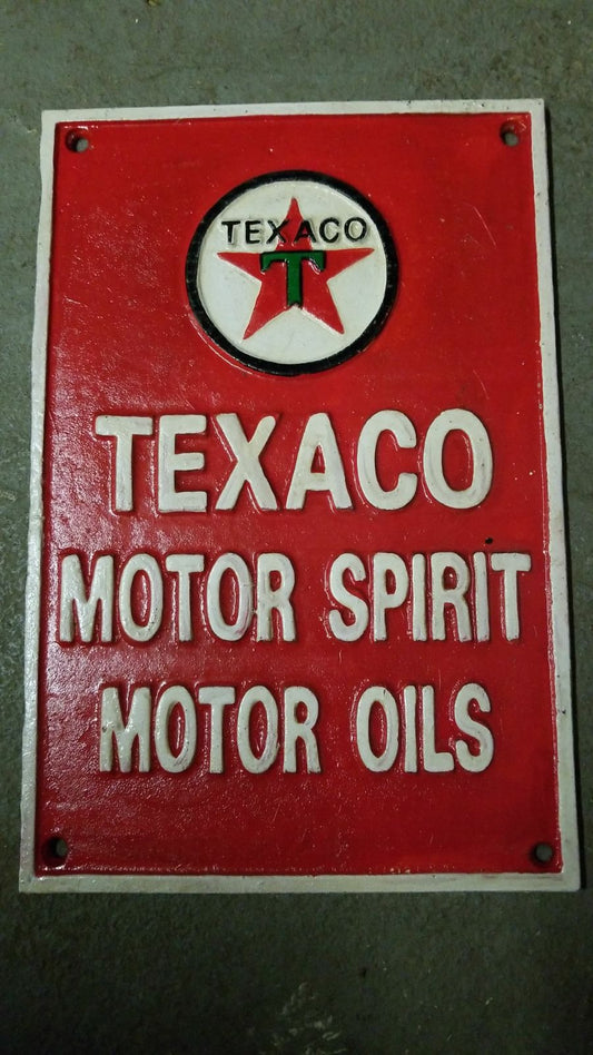 Cast Iron Sign - TEXACO Motor Spirit Motor Oil